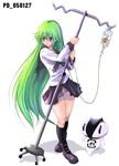  copyright_request green_hair highres intravenous_drip long_hair panties pantyshot purple_eyes shinozuka_jouji solo underwear very_long_hair 