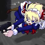  artist_request copyright_request gun handgun lowres maid oekaki pistol solo weapon 