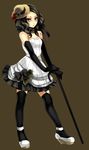  black_hair brown_eyes cane copyright_request elbow_gloves gloves hat solo thighhighs yamaoka_sawara 