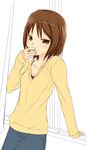  brown_eyes brown_hair buresu cigarette copyright_request short_hair smoking solo 