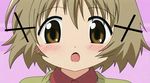  animated animated_gif bangs blush hair_ornament hidamari_sketch lowres solo x_hair_ornament yuno 