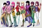  6+girls artist_request bodysuit bun_cover christina_sierra everyone feldt_grace gundam gundam_00 high_heels louise_halevy marina_ismail multiple_girls shirin_bakhtiar shoes sumeragi_lee_noriega thighhighs tieria_erde wang_liu_mei yellow_bodysuit 