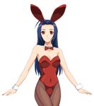  a1 animal_ears blue_hair breasts bunny_ears bunnysuit cleavage fake_animal_ears idolmaster idolmaster_(classic) idolmaster_1 long_hair medium_breasts miura_azusa pantyhose red_eyes solo wrist_cuffs 