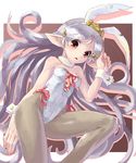  animal_ears bunny_ears bunnysuit grey_legwear hair_ornament hairpin katahira_masashi long_hair original pantyhose pointy_ears solo wrist_cuffs 