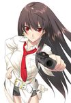  belt copyright_request cross earrings gun handgun holster jewelry latin_cross long_hair necktie red_eyes revolver shorts solo weapon yasuyuki 