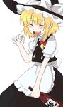  :d ^_^ ^o^ apron blonde_hair bottle buttons closed_eyes drunk frills hat holding kirisame_marisa lowres open_mouth puffy_short_sleeves puffy_sleeves sake_bottle shikai_(iesiki_56) short_sleeves smile solo touhou upper_body waist_apron white_background witch_hat 