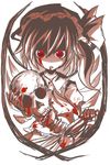  blood flandre_scarlet haro_(artist) holding looking_at_viewer monochrome red skeleton skull solo touhou wings 