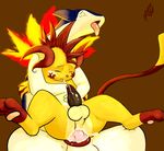  anal cum cum_inside duo fire from_behind gay hindpaw hug male nintendo open_mouth paws penetration penis pok&#233;mon pokemon raichu roy_(raichu) roy_arashi sex sitting spreading tongue typhlosion video_games 