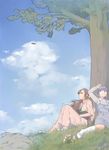  95-tan akinbo_(hyouka_fuyou) highres in_tree multiple_girls nt-tan os-tan sitting sitting_in_tree tree 