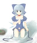  bangs bow cirno lilac_(p-f_easy) lowres solo touhou water 