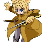  alice_l_malvin animal_ears artist_request blonde_hair bob_cut cat_ears dagger lowres oekaki pumpkin_scissors solo weapon 