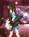  blue_sailor_collar electric_guitar face genderswap genderswap_(mtf) guitar hands highres instrument kita_high_school_uniform kyon kyonko ponytail sailor_collar school_uniform serafuku solo suzumiya_haruhi_no_yuuutsu yuukami_(wittsu) 