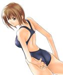  adjusting_clothes adjusting_swimsuit ass blonde_hair brown_eyes brown_hair competition_swimsuit maria-sama_ga_miteru one-piece_swimsuit satou_sei solo swimsuit tanaka_shoutarou wet 