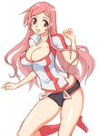  breasts bursting_breasts cleavage dragonaut hirose_(mokiki) huge_breasts long_hair pink_eyes pink_hair solo toa 