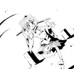  animal_ears geta greyscale hat inubashiri_momiji kiku_hitomoji monochrome solo sword tengu-geta tokin_hat touhou weapon wolf_ears 