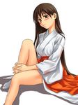  brown_eyes brown_hair copyright_request hakama japanese_clothes miko red_hakama solo tanaka_shoutarou 