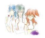  2boys artist_request bad_haro brother_and_sister brothers freckles gundam gundam_00 haro johann_trinity michael_trinity multiple_boys nena_trinity red_hair siblings yellow_eyes 