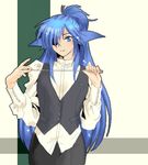  animal_ears blue_hair crossdressing eyepatch follower_(yagisaka_seto) imageboard_colors lowres oekaki original pencil_skirt skirt solo teacher yagisaka_seto 