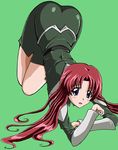  artist_request blush gundam gundam_seed gundam_seed_destiny long_hair meyrin_hawke pencil_skirt purple_eyes red_hair skirt solo 