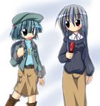  bangs casual ichidai_taisa kamishirasawa_keine kawashiro_nitori lowres multiple_girls touhou two_side_up 