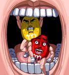  bad_pixiv_id food horror_(theme) m&amp;m's masao muscle open_mouth pain realistic teeth vore what 