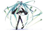  bare_shoulders black_legwear blue_eyes blue_hair boots detached_sleeves hatsune_miku long_hair lowres mugen_dai necktie skirt solo spring_onion thigh_boots thighhighs thighs twintails very_long_hair vocaloid zettai_ryouiki 