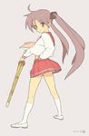  hiiragi_kagami hiro_(dismaless) lucky_star pink_neckwear ryouou_school_uniform school_uniform serafuku shinai socks solo sword twintails weapon 