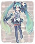  aqua_eyes aqua_hair bad_id bad_pixiv_id boots camomi detached_sleeves hatsune_miku headset long_hair necktie open_mouth skirt solo thigh_boots thighhighs twintails very_long_hair vocaloid 