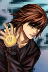  bad_id bad_pixiv_id brown_eyes brown_hair glowing hyper-red jacket kanzaki_jin male_focus markings solo zetman 