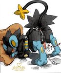  ????? anus balls beads blush color cum feral luxray male nintendo penis pillow plain_background pok&#233;mon pok&eacute;mon sex_toy shin-edit solo tail tears torakichi-gau uncensored video_games white_background 