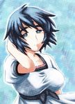  black_hair blue_eyes shiina_mayuri short_hair solo steins;gate ude 