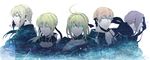  3boys ahoge armor artoria_pendragon_(all) bad_id bad_pixiv_id banned_artist bedivere berserker_(fate/zero) blonde_hair blue_eyes fate/extra fate/grand_order fate/stay_night fate/zero fate_(series) gawain_(fate/extra) green_eyes knight lancelot_(fate/zero) mordred_(fate) mordred_(fate)_(all) multiple_boys multiple_girls ponytail purple_hair s_tanly saber spoilers 