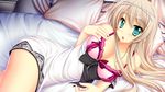  autoire_f_artemis bed blush bra cleavage game_cg ima_mo_itsuka_mo_faruna_runa kamiya_tomoe long_hair underwear 