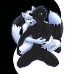  balls black black_background black_fur blue_eyes canine duo fox fur gay hug looking_at_viewer male mammal plain_background sapphwolf sapphwolf_(artist) sheath sibling siblings spread_legs spreading twins white white_fur yang yin yin&amp;yang 