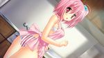  akinomiya_akane apron bra game_cg ima_mo_itsuka_mo_faruna_runa kamiya_tomoe panties pink_hair short_hair underwear 