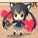  animal_ears black_eyes box brown_eyes cat_ears chibi hiyopuko k-on! long_hair nakano_azusa school_uniform solo twintails 