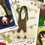  bad_id bad_pixiv_id black_hair brown_eyes jacket k-on! long_hair mxnxm nakano_azusa overalls photo_(object) twintails 
