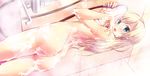  ass back blonde_hair blue_eyes boku_wa_tomodachi_ga_sukunai breasts convenient_arm dutch_angle from_behind futago_monad kashiwazaki_sena long_hair looking_back mirror nipples nude open_mouth reflection shower_head sideways small_breasts soap_bubbles solo washing 