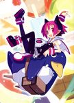  bat_wings black_legwear demon_girl disgaea fang harada_takehito horns makai_senki_disgaea_3 official_art open_mouth pantyhose pink_eyes pink_hair pointy_ears prinny raspberyl sailor_collar school_uniform short_hair skirt tail white_sailor_collar wings wrist_cuffs 