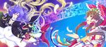  bow detached_sleeves dress flower gradient_hair hair_bow hair_flower hair_ornament hair_tubes hakurei_reimu highres hijiri_byakuren multicolored_hair multiple_girls sorcerer's_sutra_scroll soukuu_kizuna touhou 