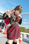  cosplay final_fantasy final_fantasy_type-0 miniskirt plaid scarf skirt thighhighs zettai_ryouiki 