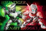  barnaby_brooks_jr character_name chibi kaburagi_t_kotetsu memento_vivi multiple_boys pose power_armor power_suit superhero tiger_&amp;_bunny wild_tiger 