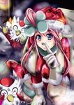  bad_id bad_pixiv_id blue_eyes christmas delibird fuuro_(pokemon) gen_2_pokemon hat pink_hair pokemon pokemon_(creature) santa_costume santa_hat 