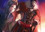  armor bad_id bad_pixiv_id bangs beard black_hair cape facial_hair fate/zero fate_(series) hand_on_head male_focus multiple_boys necktie otsukaresanpo parted_bangs red_hair rider_(fate/zero) sweater waver_velvet 