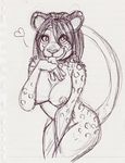  &hearts; anthro breasts cute feline female leopard licking looking_at_viewer mammal nipples nude plain_background shiverz sketch solo tongue white_background 