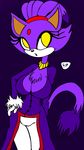  blaze_the_cat breasts cat chest_tuft cleavage clothed clothing darksonic250 feline female fur hair mammal necklace ponytail purple purple_background purple_body purple_clothing purple_hair purple_theme sega solo sonic_(series) tail tuft yellow_eyes 