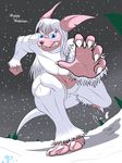  blue_eyes breasts chase claws cold female fur grey growl holidays perspective pink pink_body rage small_breasts snarl snarling snow snowing solo ticklishways tree white white_fur wood yeti zp92 