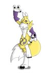  about_to_catch_a_frisbee breasts canine claws digimon digitigrade facial_markings female fox fur gloves mammal markings neck_ruff open_mouth plain_background reagan_700 renamon solo tail white white_background white_fur 