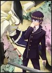  adjusting_eyewear bad_id bad_pixiv_id blue_eyes blue_hair cabbie_hat glasses gun handgun hat persona persona_4 pistol qitoli reverse_trap shirogane_naoto short_hair weapon yamato_takeru_(persona) 