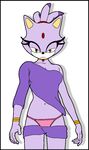  bracelet cat clothed clothing feline female hair half-closed_eyes hyperblazeth jewelry mammal midriff navel panties plain_background ponytail purple purple_body purple_clothing purple_hair sega skimpy solo sonic_(series) underwear unimpressed white_background 